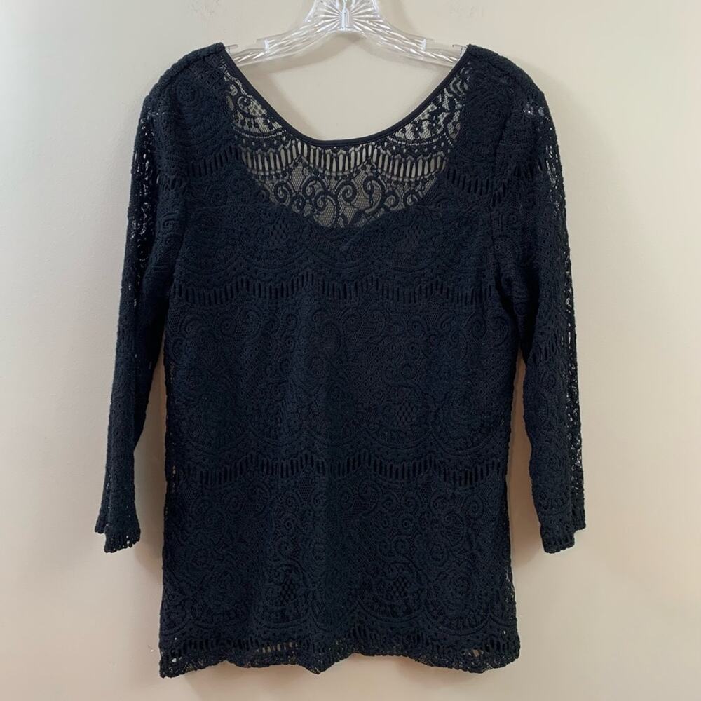 Adrianna Papell Lace Over-Lay Black Top